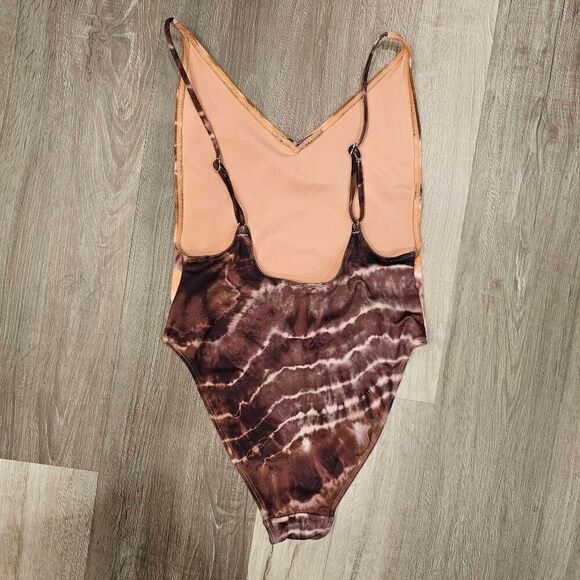 H&M Tie Dye One Piece Swimsuit size Small V Neckline size 4 - Picture 3 of 4